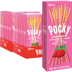 Pocky Strawberry Cream Covered Biscuit Sticks (20 CT)