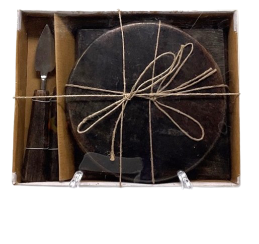 Cheese Serving Set, 4 pc- Black Wood