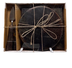 Cheese Serving Set, 4 pc- Black Wood