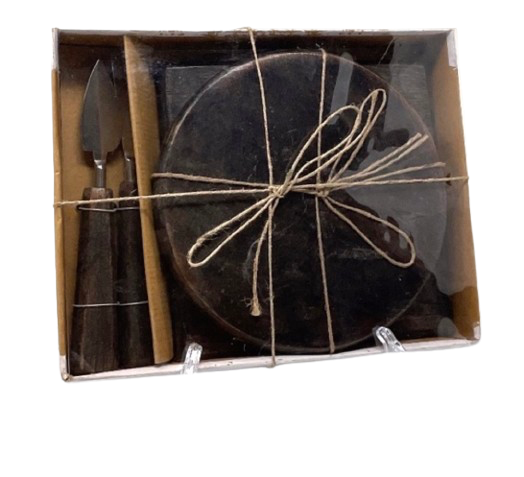 Cheese Serving Set, 4 pc- Black Wood