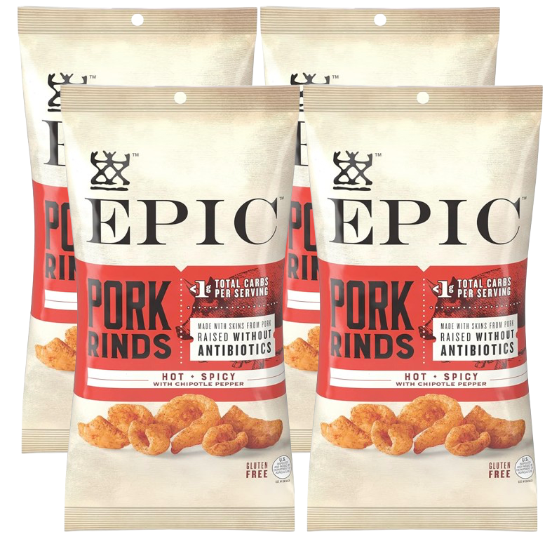 Pork Rinds - Hot + Spicy with Chipotle Pepper (4 Bags)