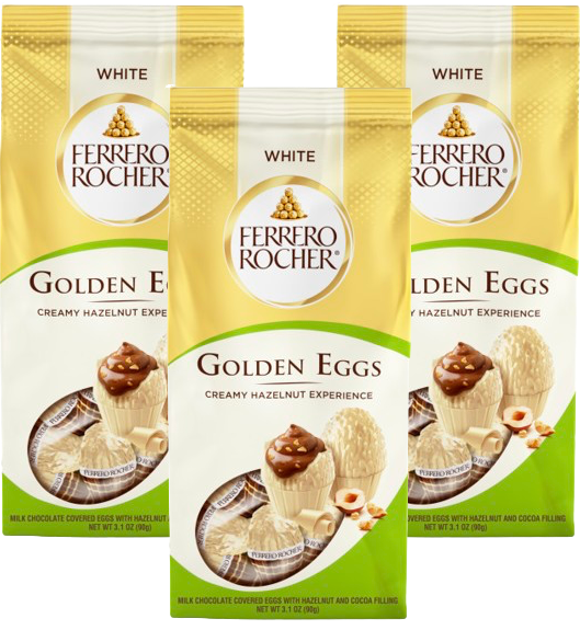 White Chocolate Hazelnut Golden Eggs (3 Pack)