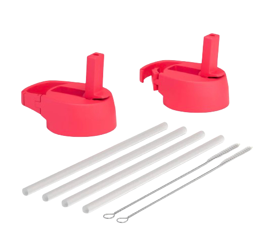 Straw Lid Set for Wide Mouth Bottles - Fuschia