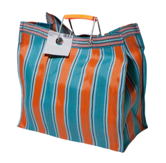 Stripe Tote Bag Square - Orange x Blue