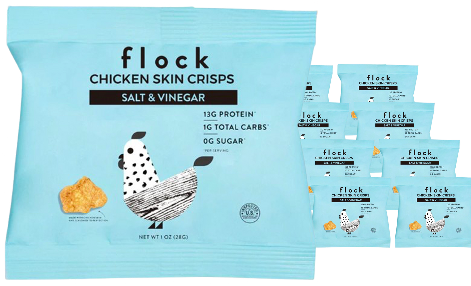 Salt & Vinegar Chicken Skin Chips (8 Pack)