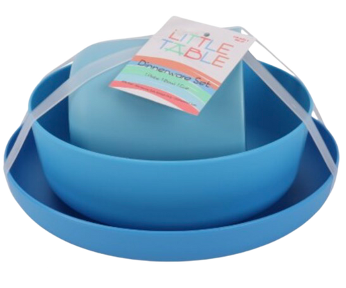 Blue Plastic Dinnerware Set (3 Pcs)