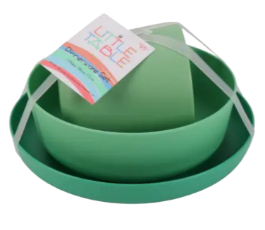 Green Plastic Dinnerware Set - Green (3 Pcs)