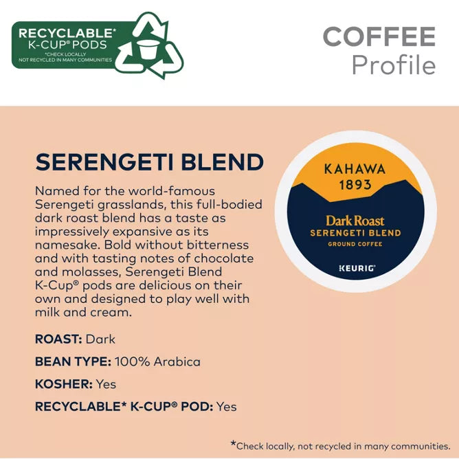 Dark Roast Coffee K-Cup Pods Serengeti Blend  (10 CT)