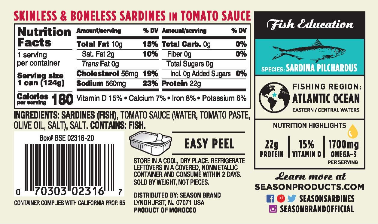 Skinless & Boneless Sardines in Tomato Sauce
