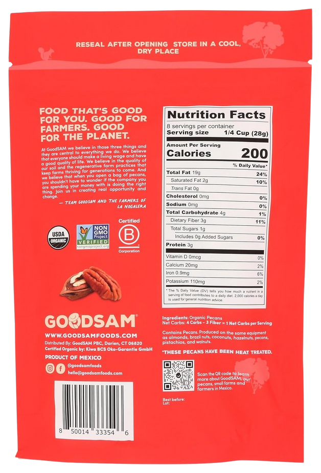 Organic Raw Pecan Halves, Unsalted