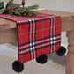 Table Runner - Red Plaid Pom