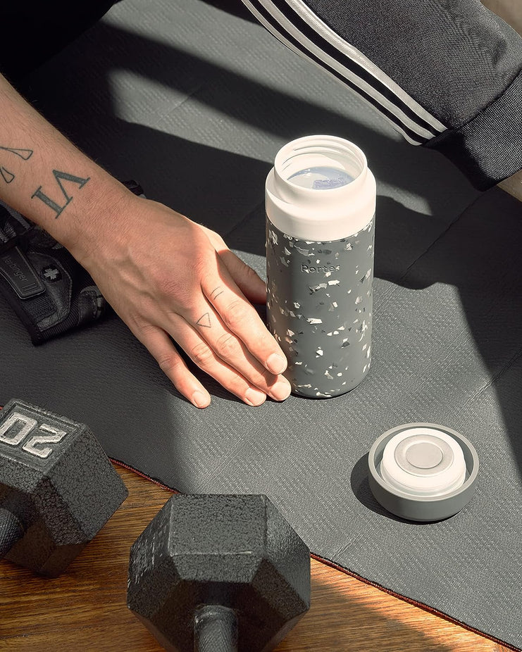 Porter Insulated Ceramic Large Bottle 16oz - Terrazzo Charcoal