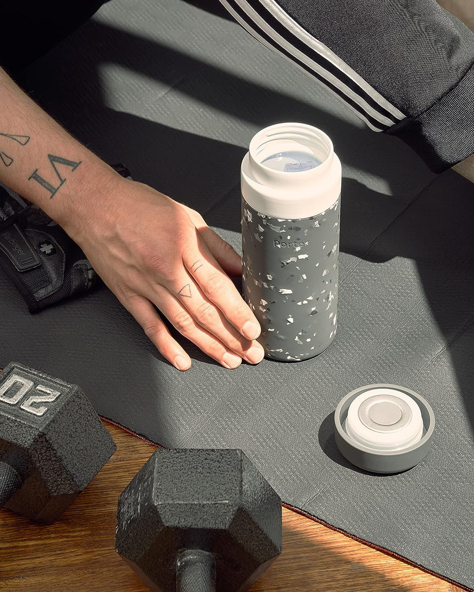 Porter Insulated Ceramic Large Bottle 16oz - Terrazzo Charcoal