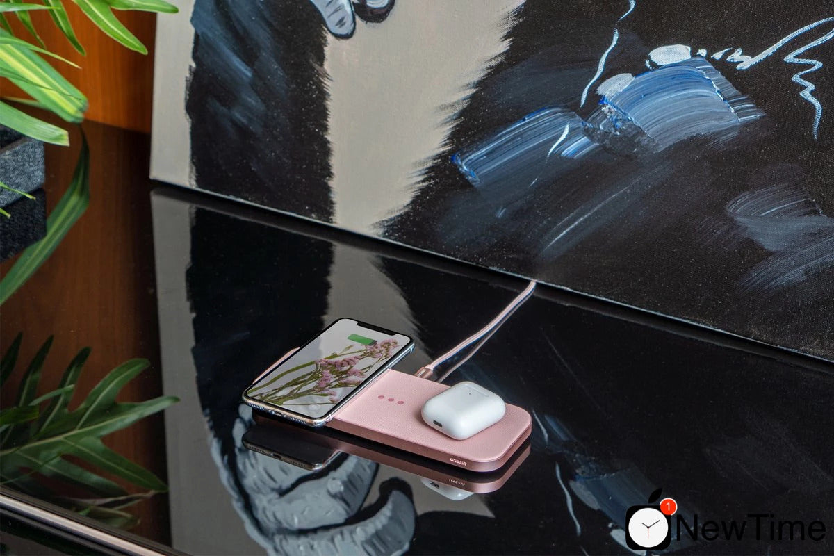 CATCH 2: Multi-Device Leather Charging Pad - Dusty Rose