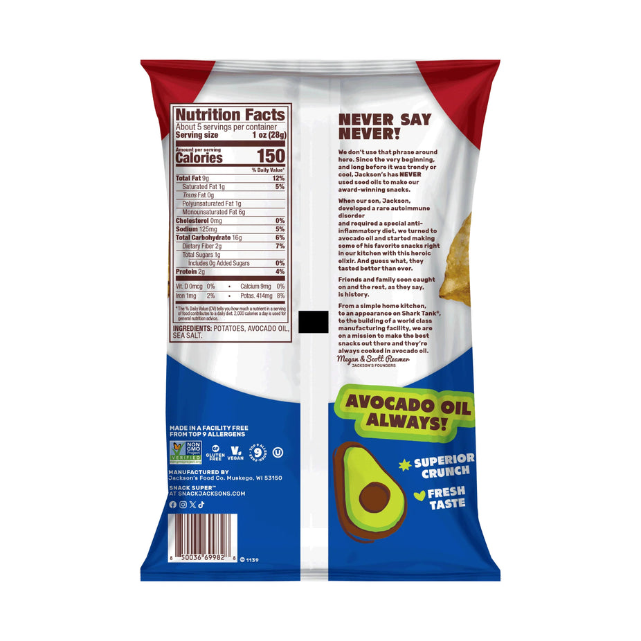 Avocado Oil Sea Salt Kettle Cooked Potato Chips