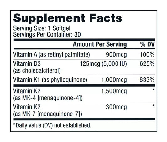 Vitamins A-D-K Softgels (30 CT)