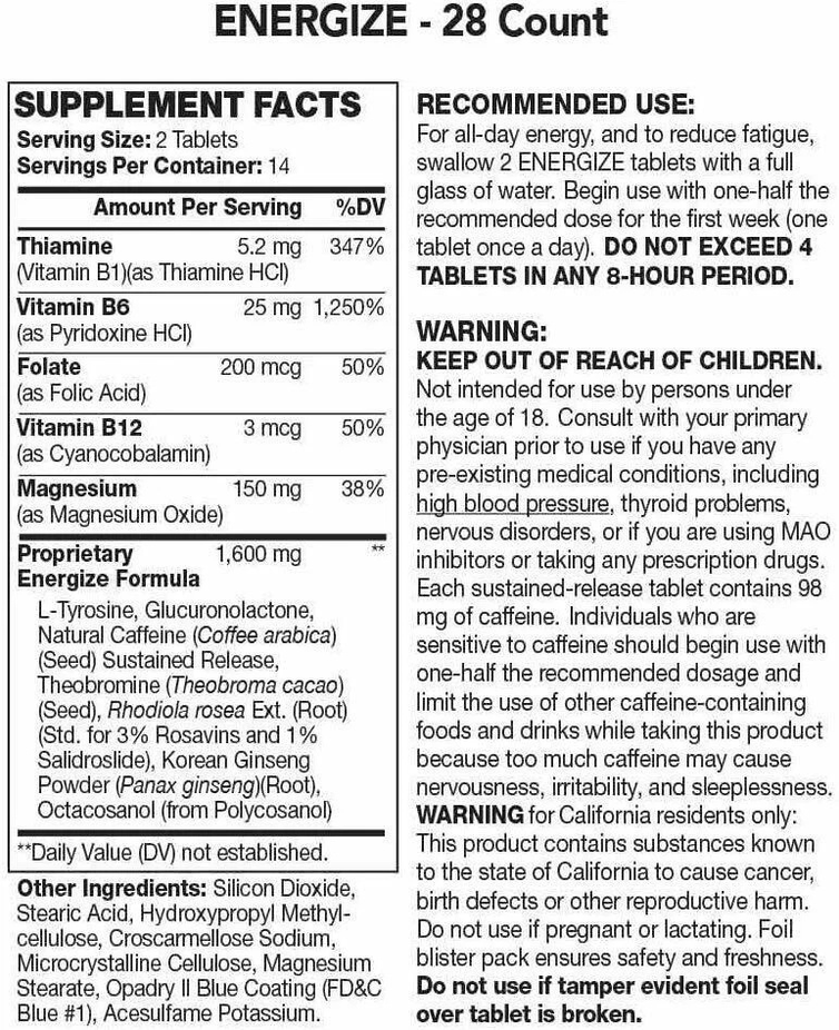 Energize Caffeine Pills (28 CT)