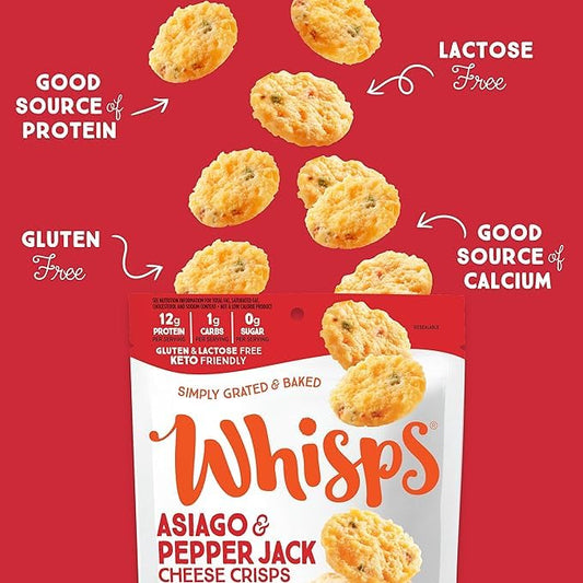 Asiago & Pepper Jack Cheese Crisps (8 Pack)