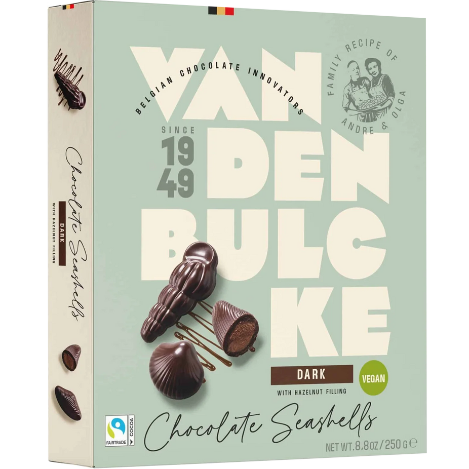 Vegan Belgian Dark Chocolate Seashells With Hazelnut Praline Filling