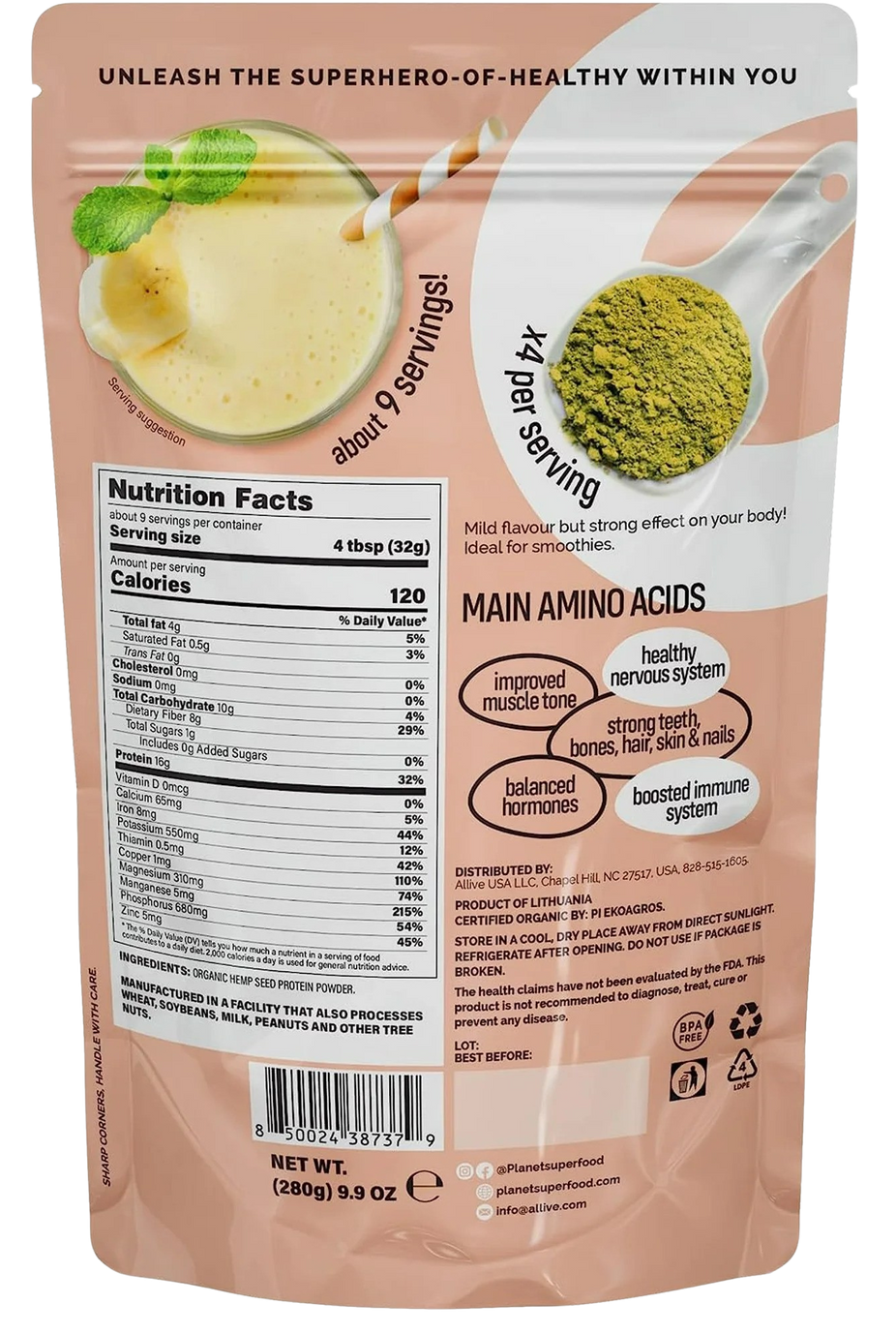 Organic Hemp Seed Protein - Unflavored