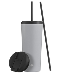 Vacuum Insulated Tumbler with Straw & Flip Lids (Grey) 20oz