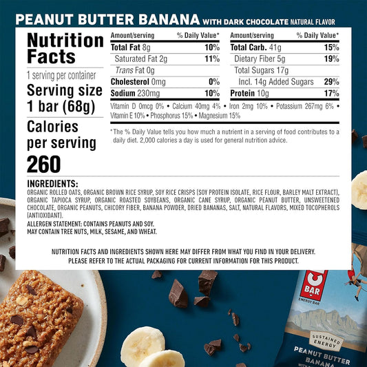 Peanut Butter Banana with Dark Chocolate Flavor Energy Bars (12 CT)