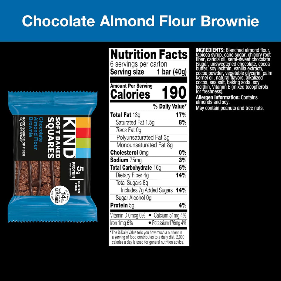 Chocolate Almond Flour Squares Brownie (6 CT)