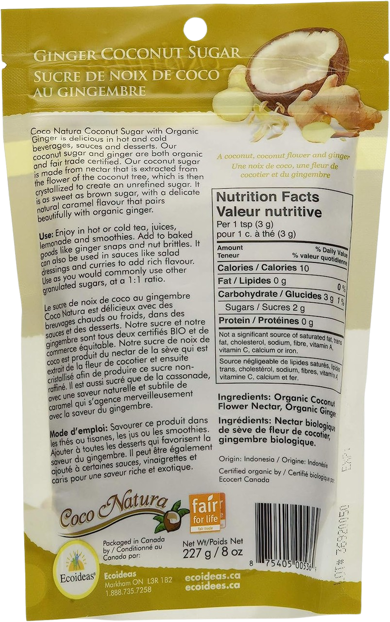 Organic Fair Trade Ginger Coconut Sugar
