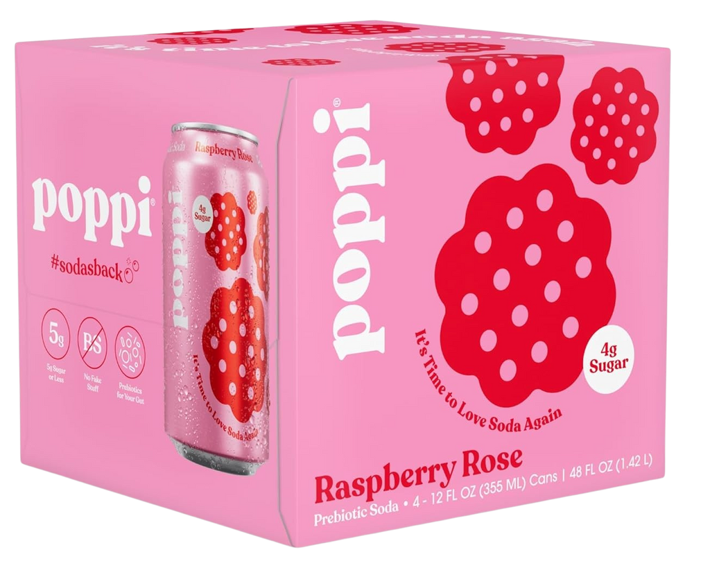 Poppi Raspberry Rose Prebiotic Soda (4 Pack) – Martie