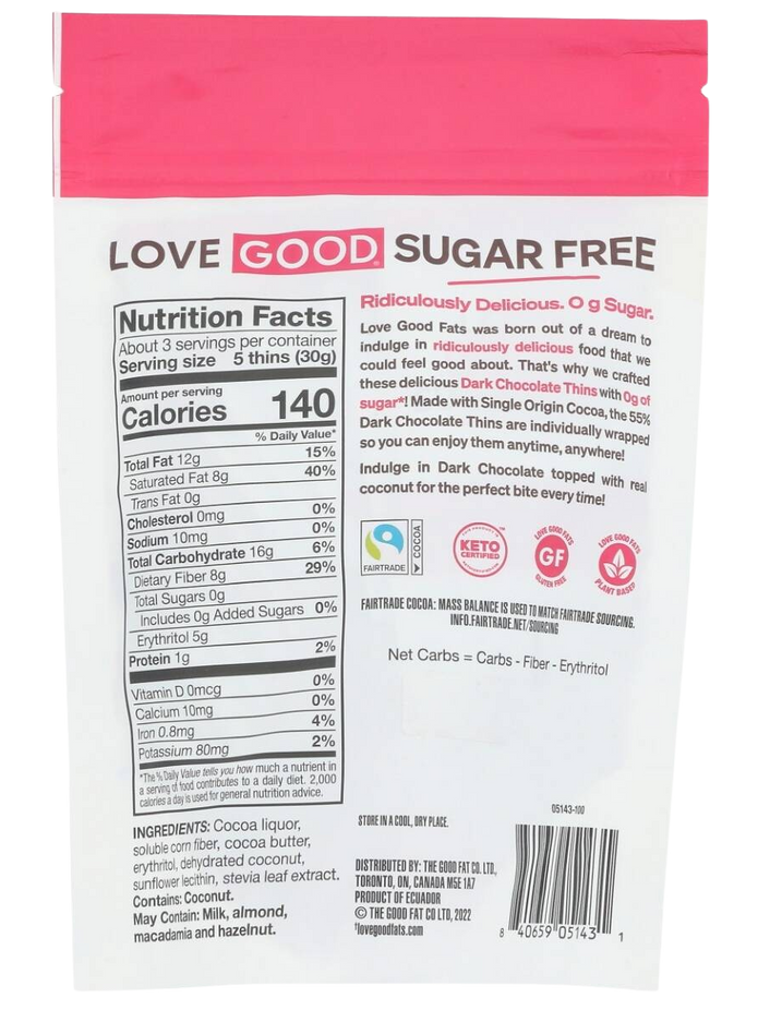 Sugar Free Thins Coconut Chocolate Cookies