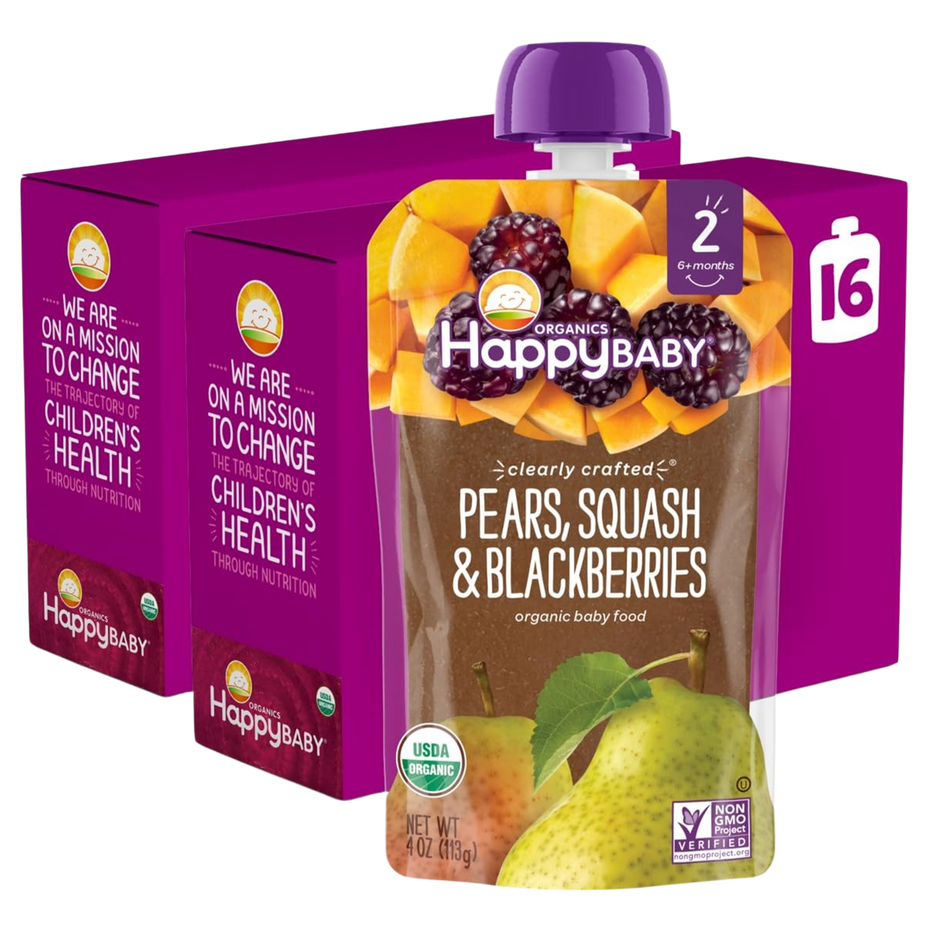 Organic Pears, Squash & Blackberries - Stage 2 (16 Pack)