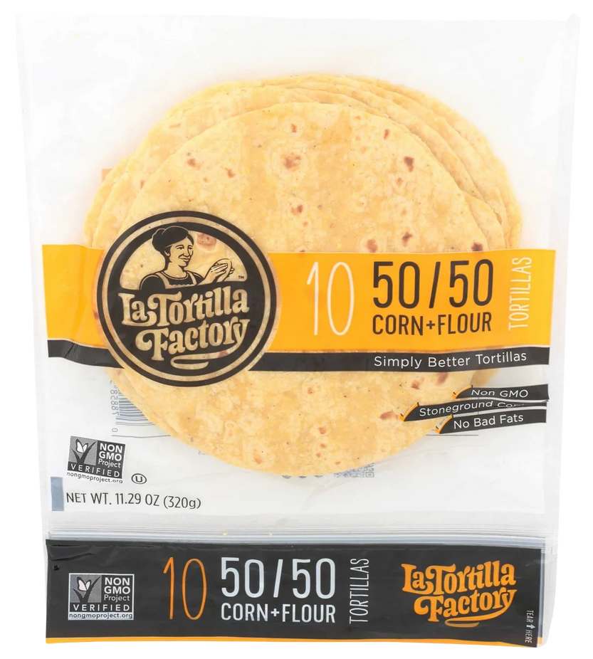 50/50 Yellow Corn & Flour Blend Tortillas