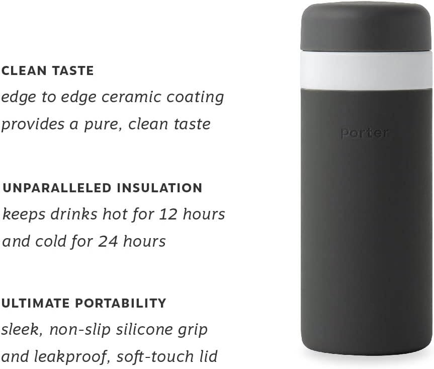 Insulated Ceramic Bottle 16oz -Black
