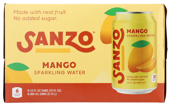 Sanzo Mango Sparkling Water (6-Pack) - Back - No Plunge - Inner Pack