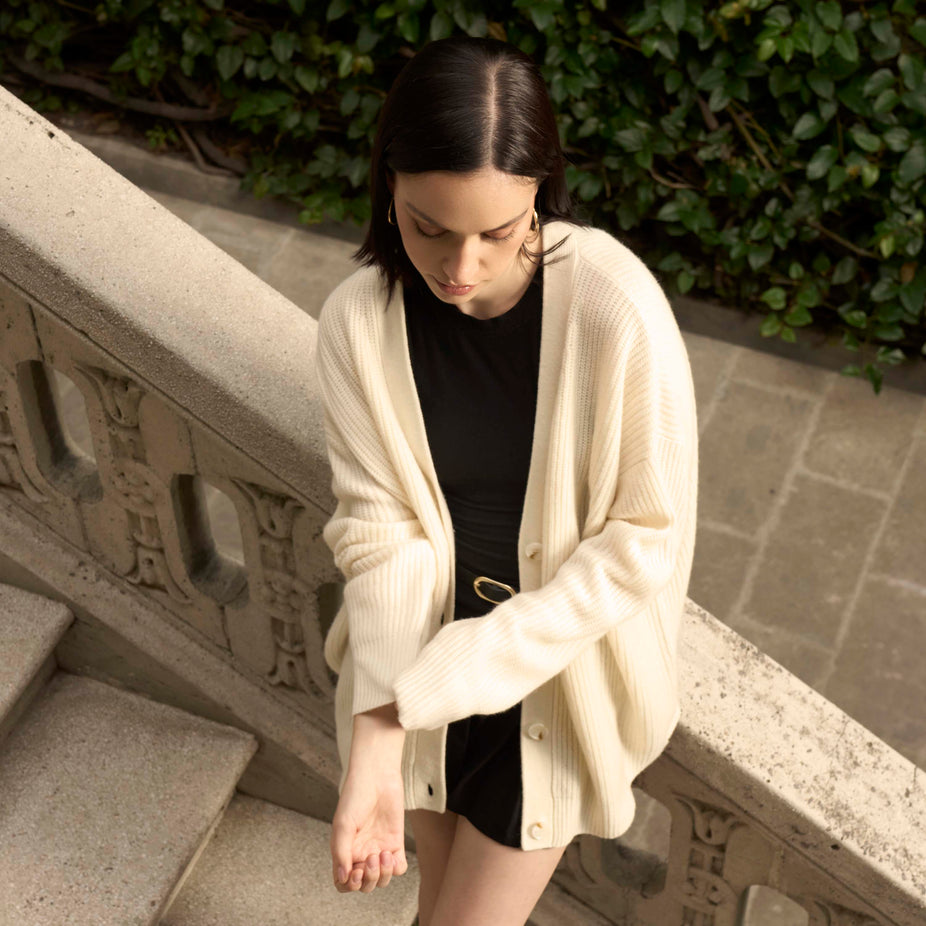 Billie Chunky Boyfriend Cashmere Cardigan