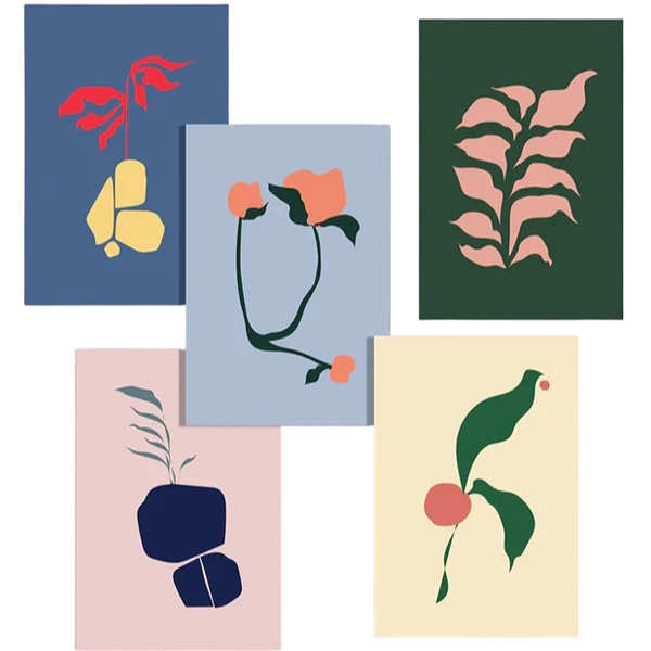 Abstract Flora Postcards