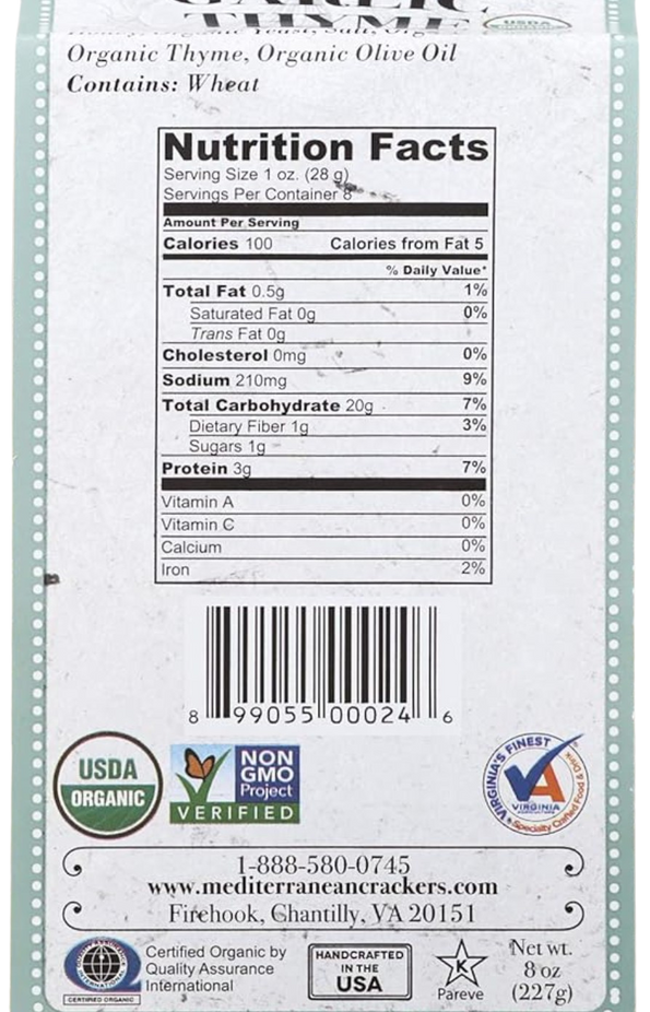 Organic Garlic & Thyme Baked Crackers