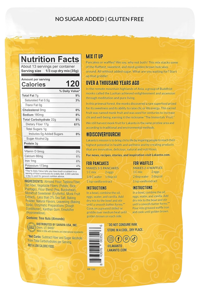 Monk Fruit & Erythritol Sweetened Pancake & Waffle Mix