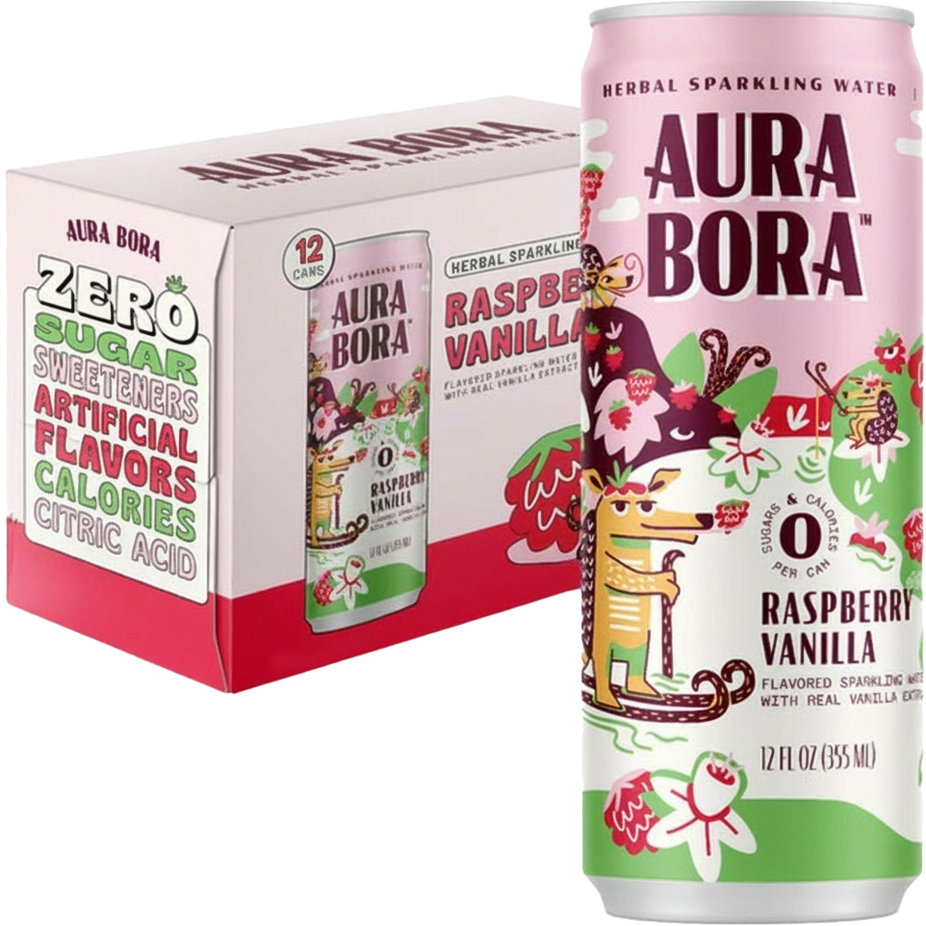 Herbal Sparkling Water - Raspberry Vanilla (12 Pack)
