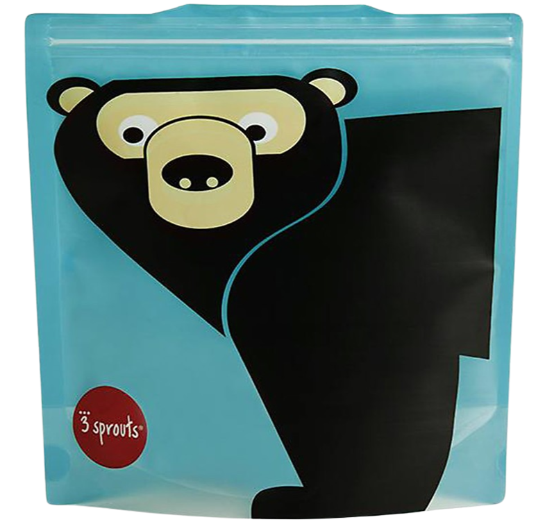 Bear Reusable Snack Bag - Teal (Set of 2)