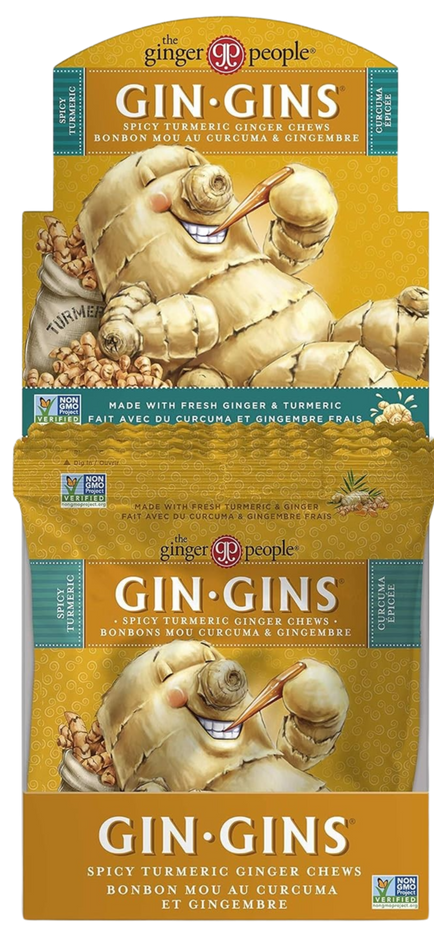 Gin-Gins Spicy Turmeric Ginger Chews (12 Pack)