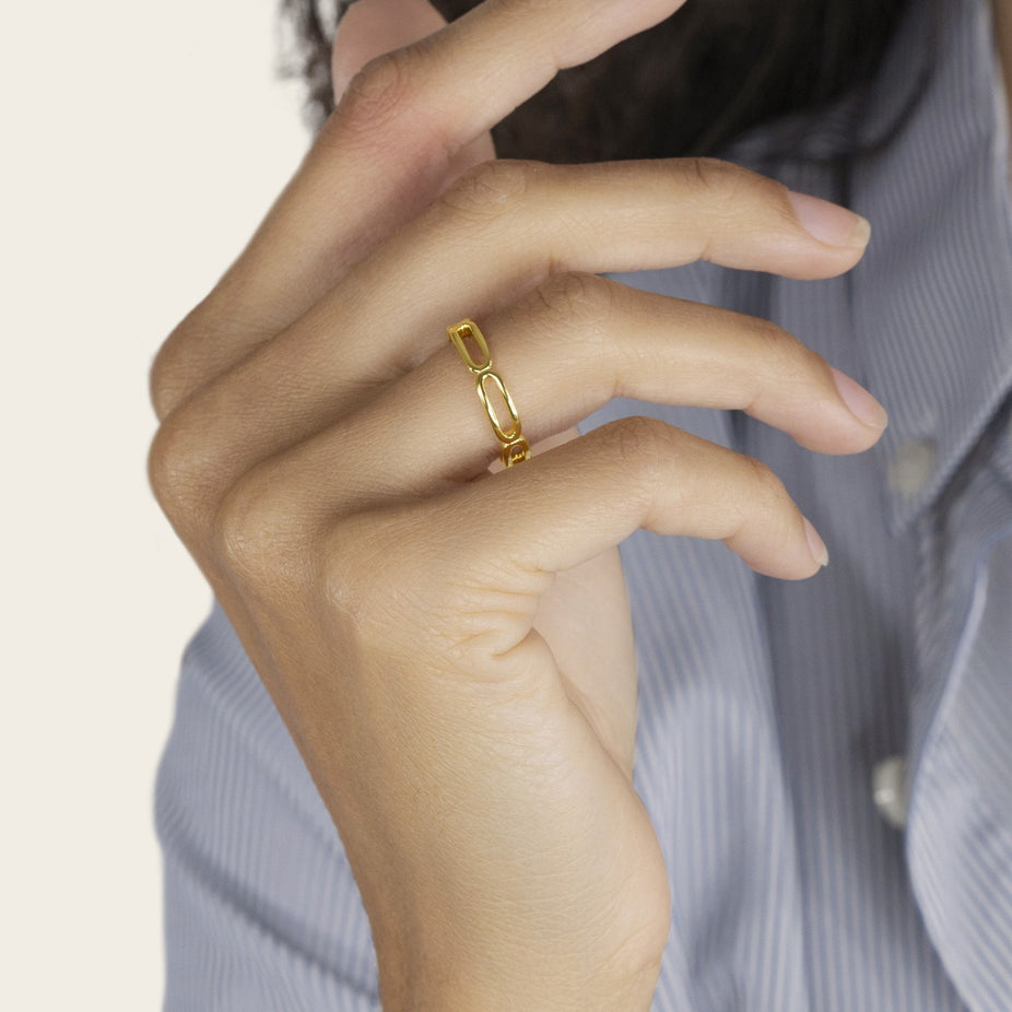 Paperclip Chain 18k Gold Vermeil Ring - Size 4