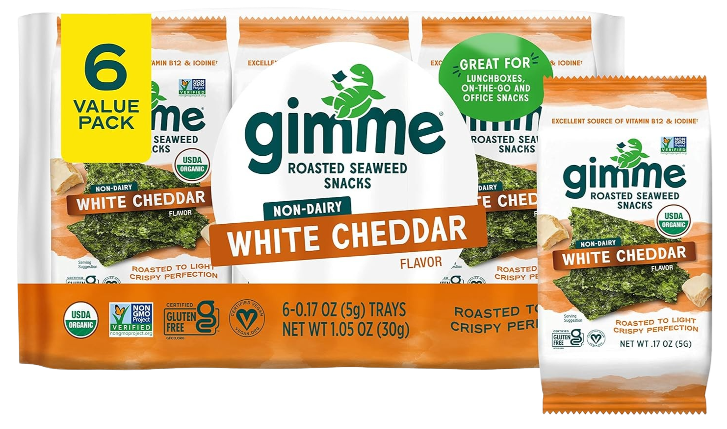 White Cheddar Roasted Seaweed Snack (6 Pack)
