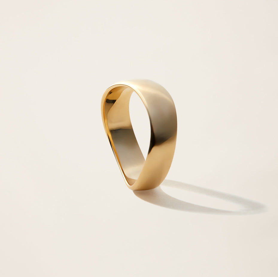 14k Solid Gold Curved Ring