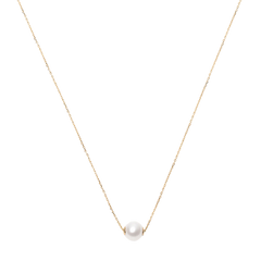 14k Solid Gold Cultured Pearl Solitaire Necklace