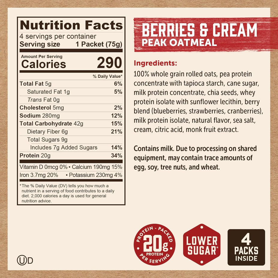 Berries & Cream Oatmeal Packets (4 CT)