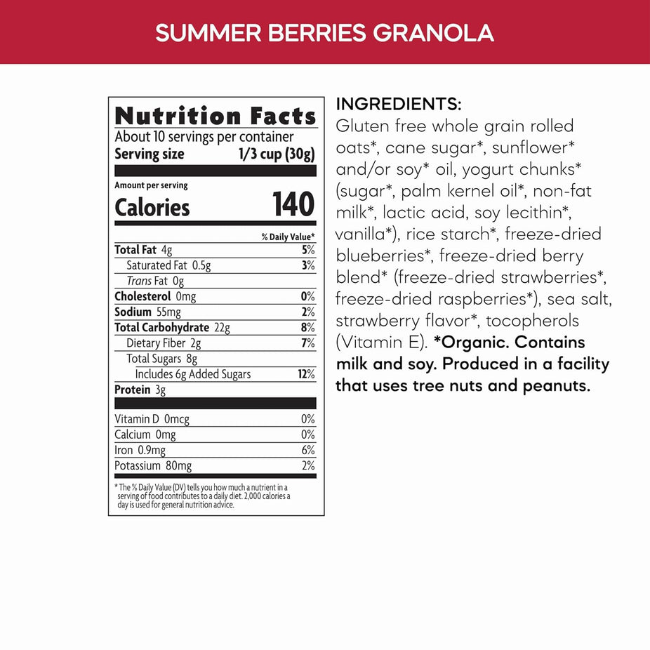 Organic Granola Gluten Free Summer Berries