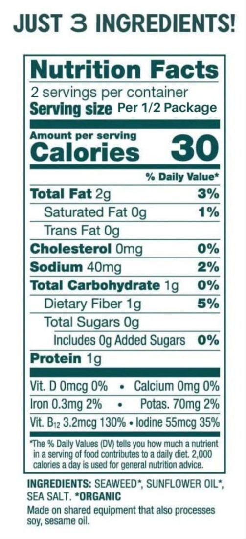 Organic Sea Salt Roasted Seaweed Snack (12 Pack)