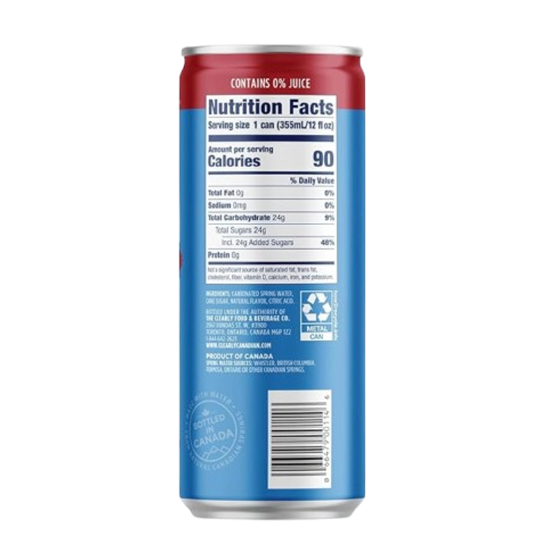 Clearly Canadian Country Raspberry - nutrition information