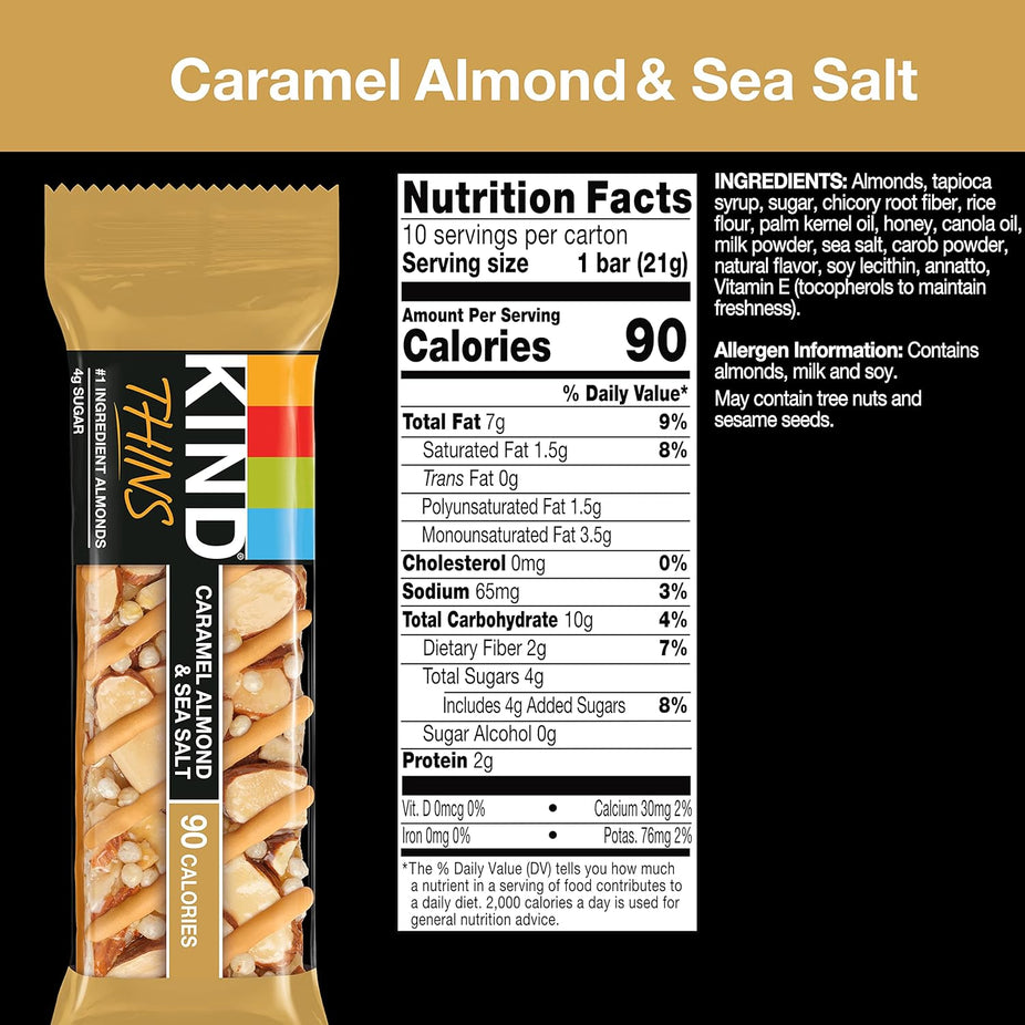 Caramel Almond & Sea Salt Thins Bar (10 CT)